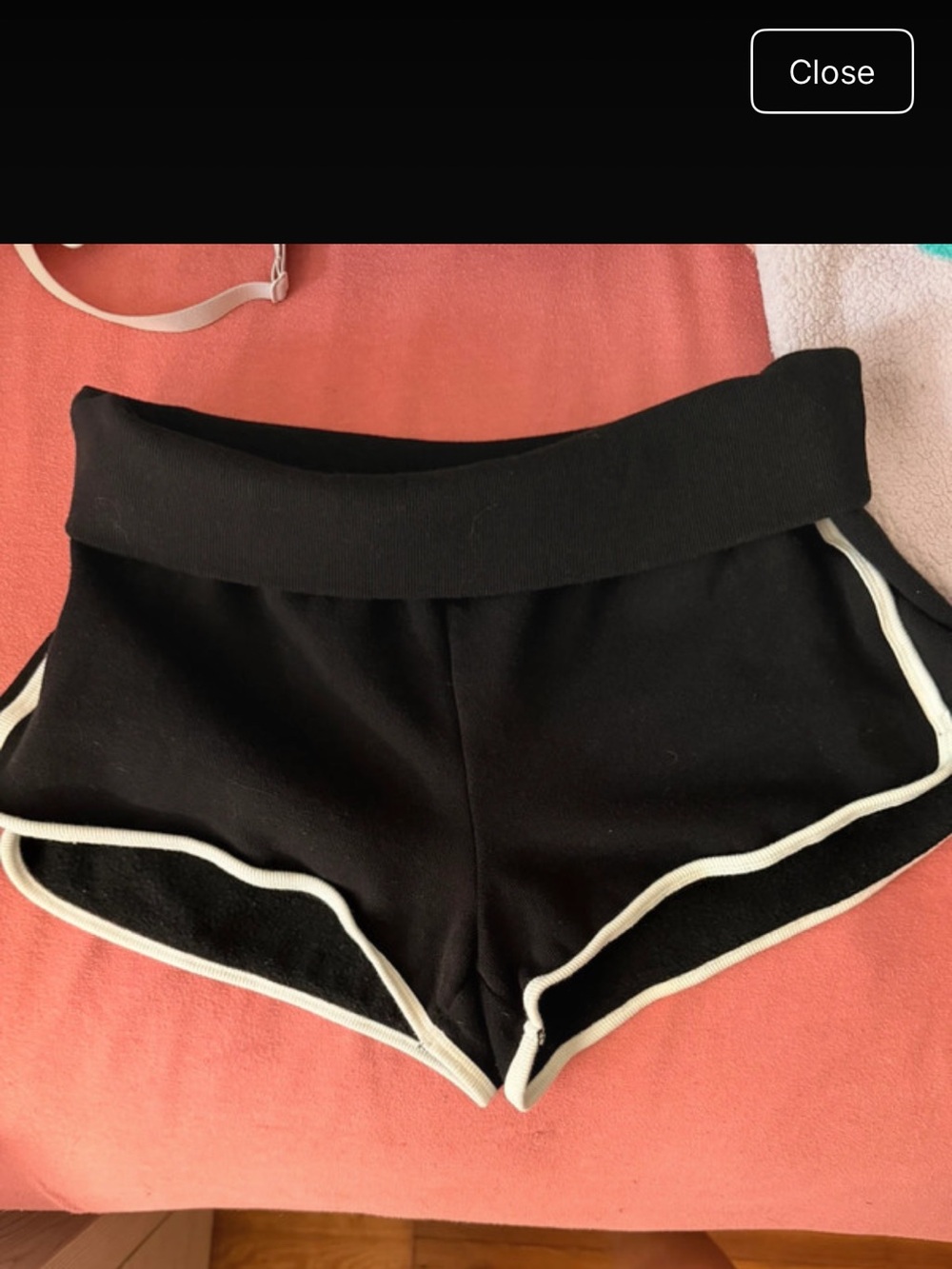 PINK Victoria's Secret Black Athletic Shorts with White Piping